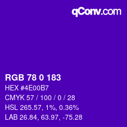 Color code: RGB 78 0 183 | qconv.com