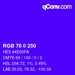 Color code: RGB 78 0 250 | qconv.com