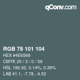 Farbcode: RGB 78 101 104 | qconv.com