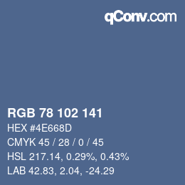 Color code: RGB 78 102 141 | qconv.com