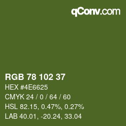 Color code: RGB 78 102 37 | qconv.com