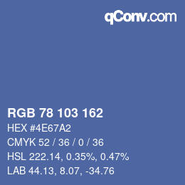 颜色代码: RGB 78 103 162 | qconv.com