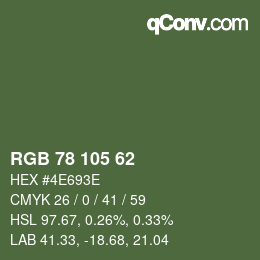 Color code: RGB 78 105 62 | qconv.com