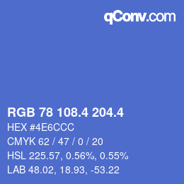 カラーコード: RGB 78 108.4 204.4 | qconv.com
