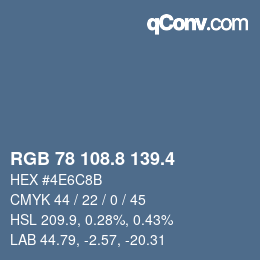 カラーコード: RGB 78 108.8 139.4 | qconv.com