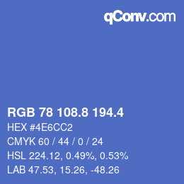 カラーコード: RGB 78 108.8 194.4 | qconv.com