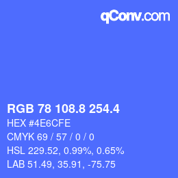 カラーコード: RGB 78 108.8 254.4 | qconv.com