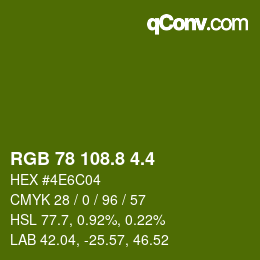 カラーコード: RGB 78 108.8 4.4 | qconv.com