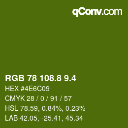 カラーコード: RGB 78 108.8 9.4 | qconv.com