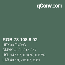 Color code: RGB 78 108.8 92 | qconv.com