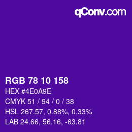 カラーコード: RGB 78 10 158 | qconv.com