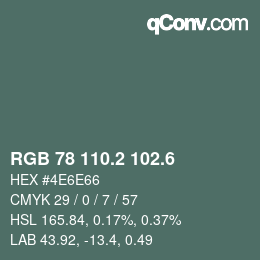 カラーコード: RGB 78 110.2 102.6 | qconv.com