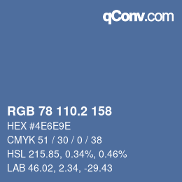 カラーコード: RGB 78 110.2 158 | qconv.com