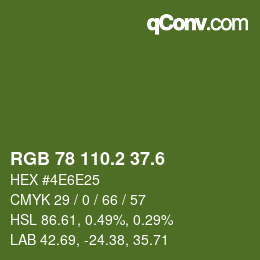 カラーコード: RGB 78 110.2 37.6 | qconv.com