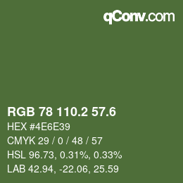 カラーコード: RGB 78 110.2 57.6 | qconv.com