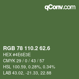 カラーコード: RGB 78 110.2 62.6 | qconv.com