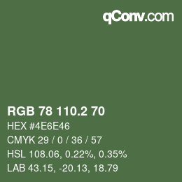カラーコード: RGB 78 110.2 70 | qconv.com