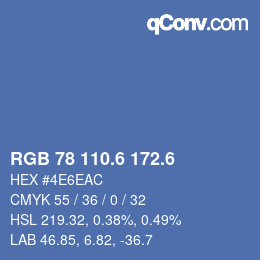 カラーコード: RGB 78 110.6 172.6 | qconv.com