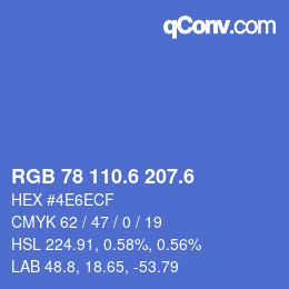 カラーコード: RGB 78 110.6 207.6 | qconv.com
