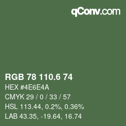 カラーコード: RGB 78 110.6 74 | qconv.com