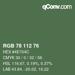 颜色代码: RGB 78 112 76 | qconv.com