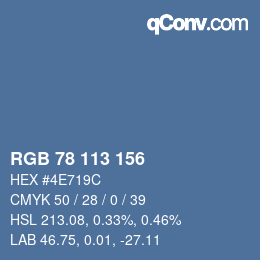 Color code: RGB 78 113 156 | qconv.com