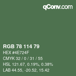 カラーコード: RGB 78 114 79 | qconv.com