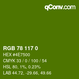 颜色代码: RGB 78 117 0 | qconv.com