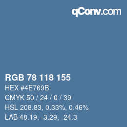 Color code: RGB 78 118 155 | qconv.com