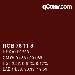 Color code: RGB 78 11 8 | qconv.com