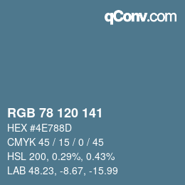カラーコード: RGB 78 120 141 | qconv.com