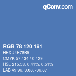 カラーコード: RGB 78 120 181 | qconv.com