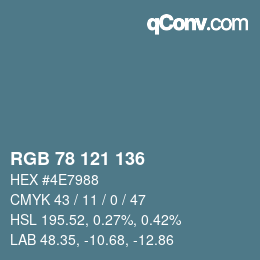 Color code: RGB 78 121 136 | qconv.com
