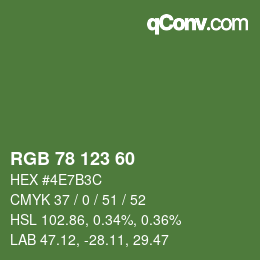 Color code: RGB 78 123 60 | qconv.com