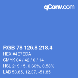 カラーコード: RGB 78 126.8 218.4 | qconv.com
