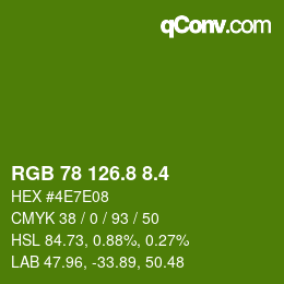 カラーコード: RGB 78 126.8 8.4 | qconv.com