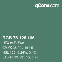 Color code: RGB 78 126 106 | qconv.com