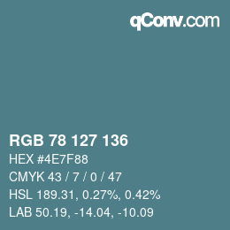 颜色代码: RGB 78 127 136 | qconv.com