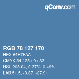 Code couleur: RGB 78 127 170 | qconv.com