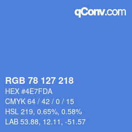 颜色代码: RGB 78 127 218 | qconv.com
