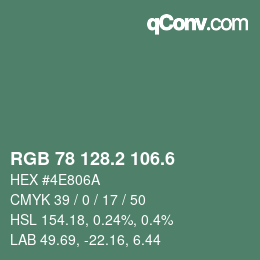 カラーコード: RGB 78 128.2 106.6 | qconv.com