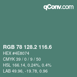 カラーコード: RGB 78 128.2 116.6 | qconv.com
