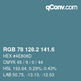 カラーコード: RGB 78 128.2 141.6 | qconv.com