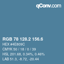 カラーコード: RGB 78 128.2 156.6 | qconv.com