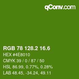 カラーコード: RGB 78 128.2 16.6 | qconv.com
