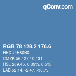 カラーコード: RGB 78 128.2 176.6 | qconv.com