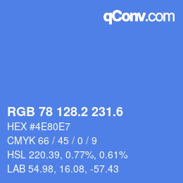 カラーコード: RGB 78 128.2 231.6 | qconv.com