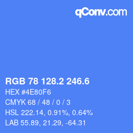 カラーコード: RGB 78 128.2 246.6 | qconv.com