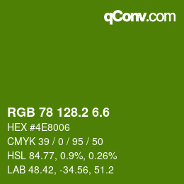 カラーコード: RGB 78 128.2 6.6 | qconv.com