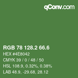 カラーコード: RGB 78 128.2 66.6 | qconv.com